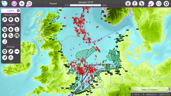 Een kaart van Noord Europa met diverse markeringen