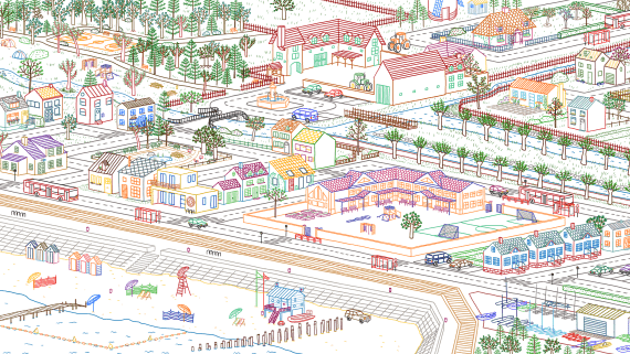 Een gedetailleerd getekende stad