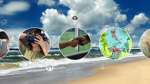 Een strand met verschillende spellen 