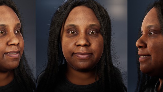 Het hoofd van een vrouw vanuit drie perspectieven