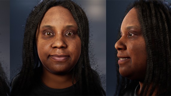 Het hoofd van een vrouw vanuit drie perspectieven