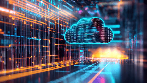 AI-afbeelding van een wolk in een digitaal netwerk