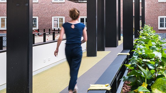 Woman in Horizon building 