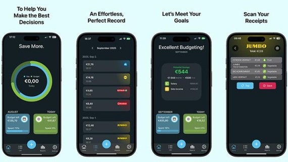 Screenshots van de Budgetting app