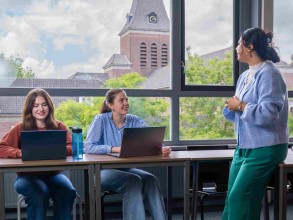 students and lecturer in a room