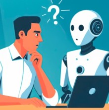 Een man chat met een robot