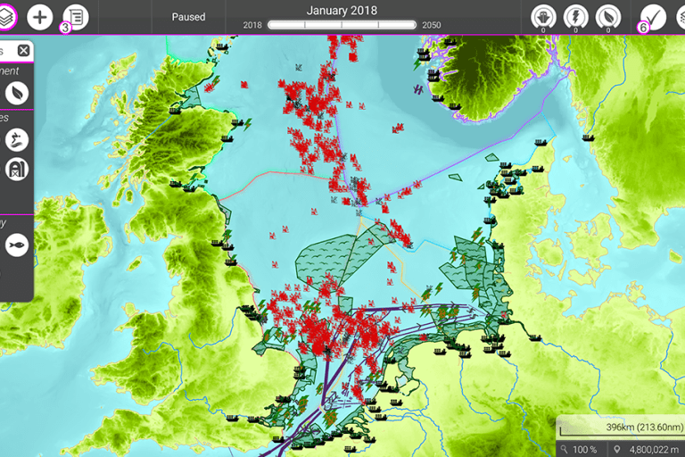 Een kaart van Noord Europa met diverse markeringen
