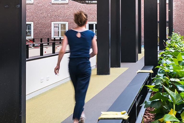 Woman in Horizon building 