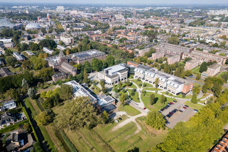 drone picture from a city