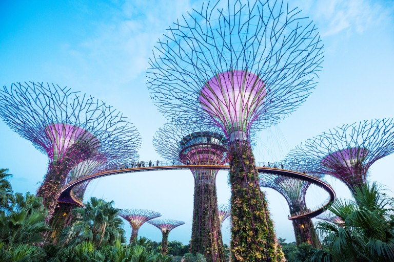 Famous tree lights in park near Marina Bay, a popular travel and tourism destination