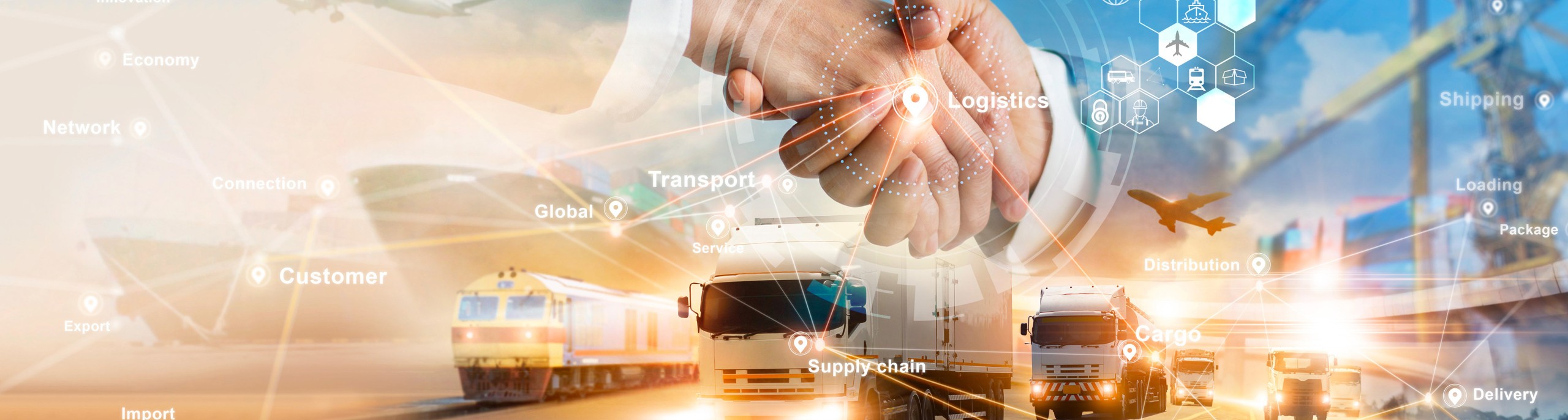 AI-afbeelding van twee schuddende handen en een snelweg