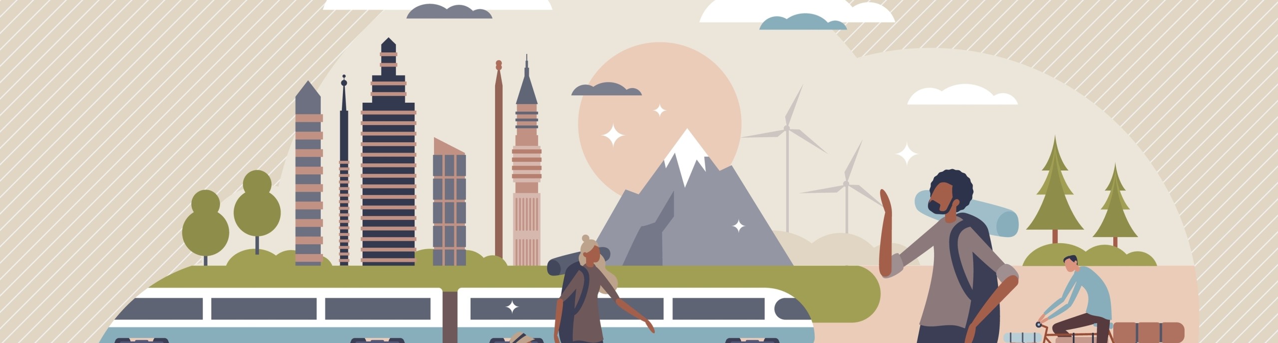 Tekening van duurzame vervoersmogelijkheden 