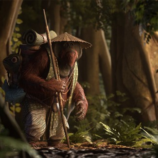 Door studenten gemaakte afbeelding van een aapachtige in de jungle