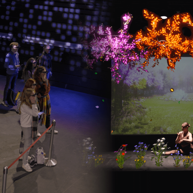 Mensen bekijken een optreden met een augmented reality bril