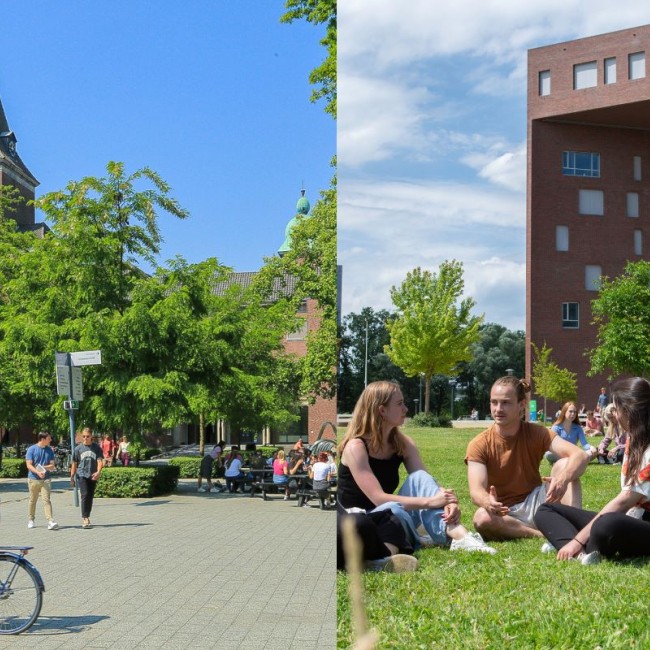 Studenten op de BUas en WUR campus