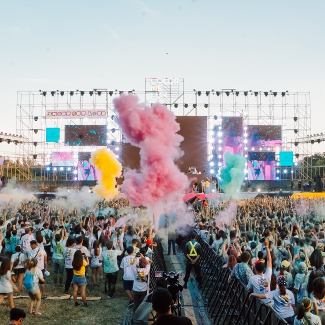 Dansende mensen op een festival