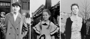 Collage van drie oude zwart-wit portretfoto's