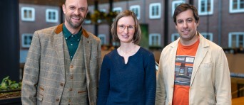 Portretfoto van Carlos, Jessika en Jorn tijdens hun inauguratie